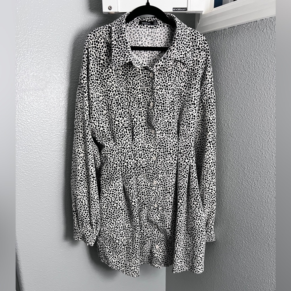 Boohoo Monochrome Button Down Dress